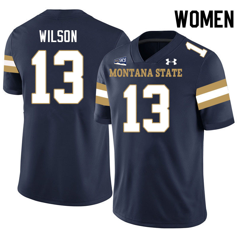 Women #13 Chance Wilson Montana State Bobcats Jerseys Football Stitched-Navy